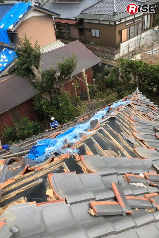 台風15号による千葉県香取市の被害状況。