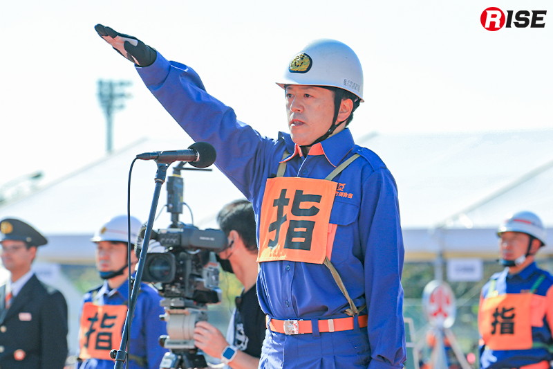 栃木県代表出場隊指揮者である益子町消防団の大塚康弘隊長による選手宣誓。