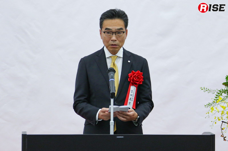 吉田義実全国消防長会会長(東京消防庁消防総監)による来賓祝辞。