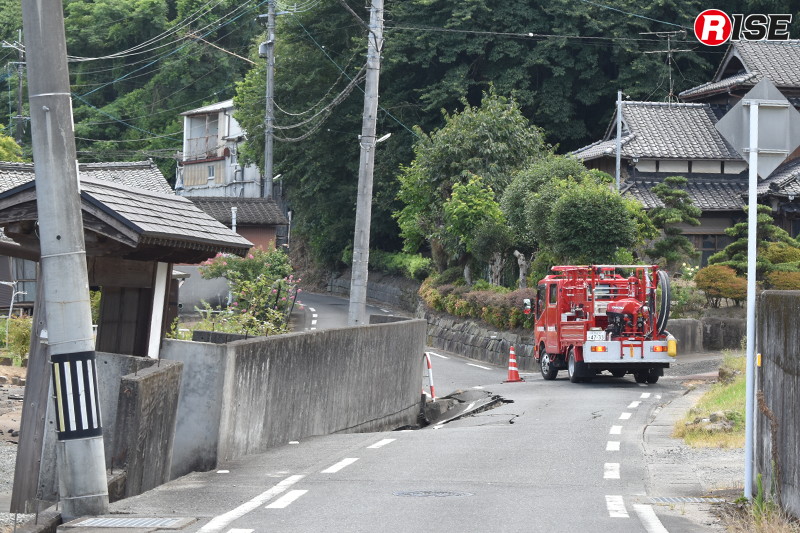 氷川町消防団第3分団第1部。道路被害を受けた地域で巡回などの警戒活動を実施していた。